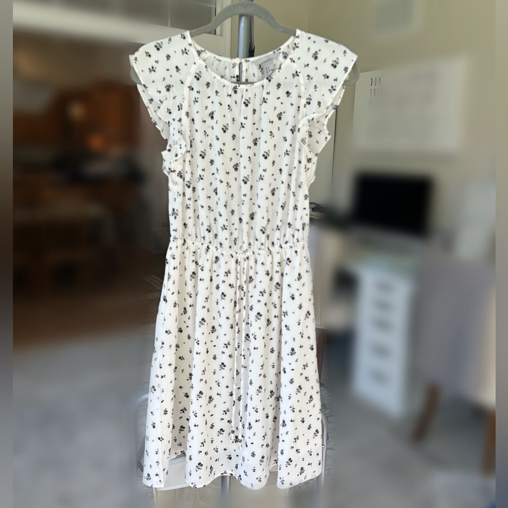 H&M white dress with black floral